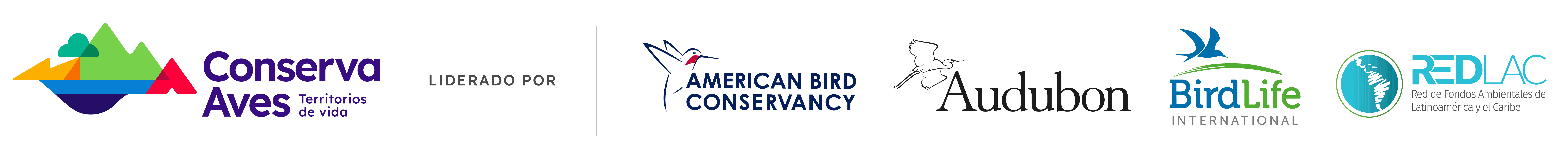 Conserva Aves Banner includes the American Bird Conservancy, Audubon, BirdLife International, & Red de Fondos Ambientales de Latinoamérica y el Caribe